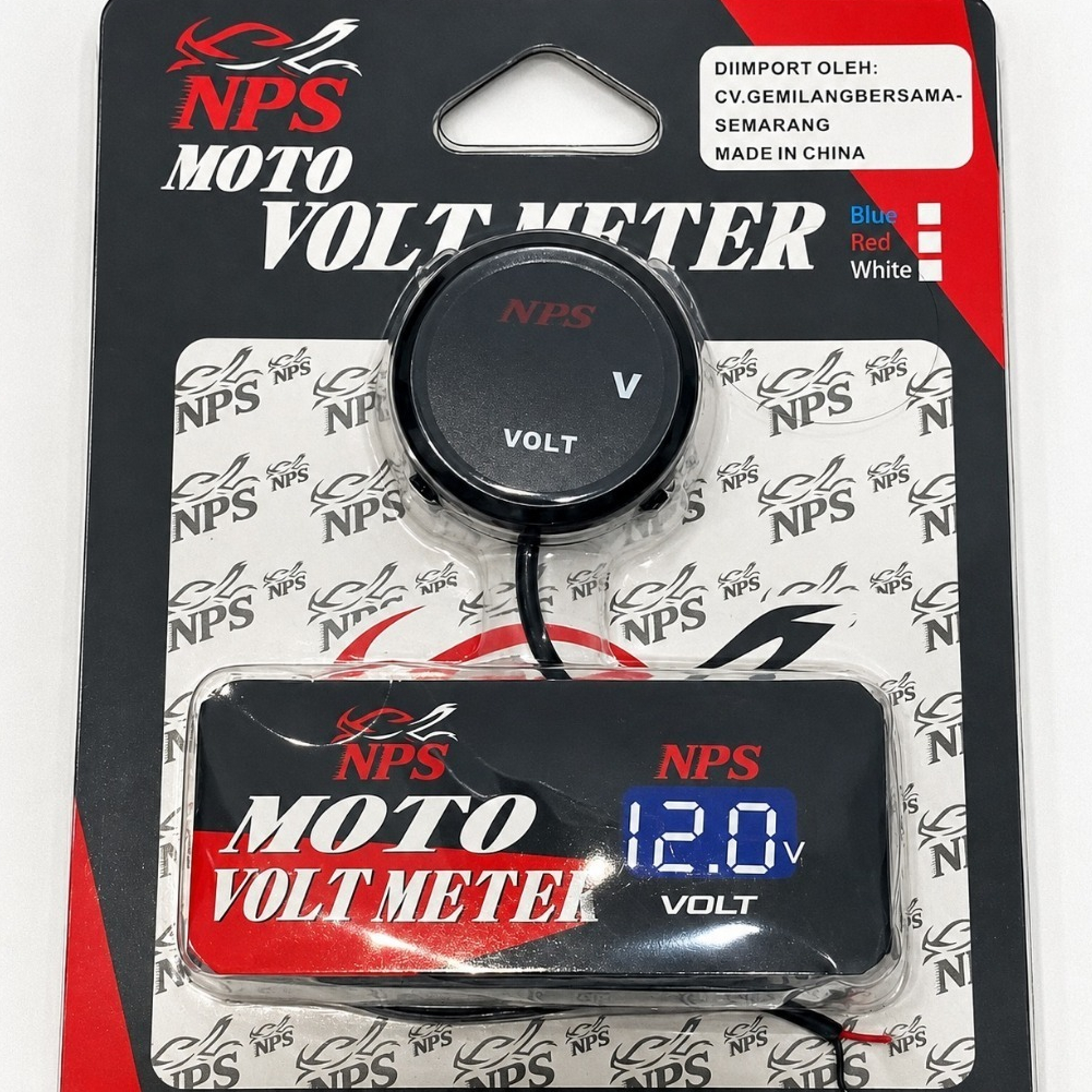 VOLTMETER DIGITAL BULAT NPS WATERPROOF PENGUKUR TEGANGAN AKI MOTOR UNIVERSAL