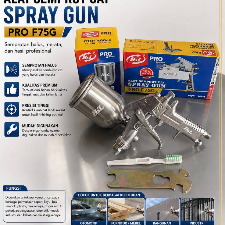 H&L Spray Gun F75G / Alat Semprot Cat PRO F75G H&L