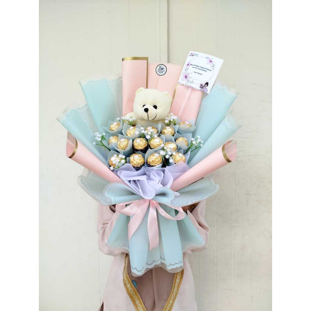 Bouquet Coklat Ferrero | Buket Bucket Bunga Ferrero Rocher | Hadiah Wisuda Graduation | Kado Chocola