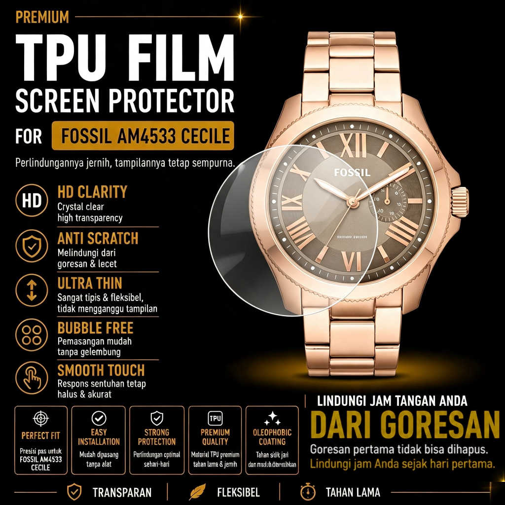 Anti Gores Fossil Cecile AM4533 AM4509 AM4511 AM4510 Screen Protector  Pelindung Kaca Jam Tangan