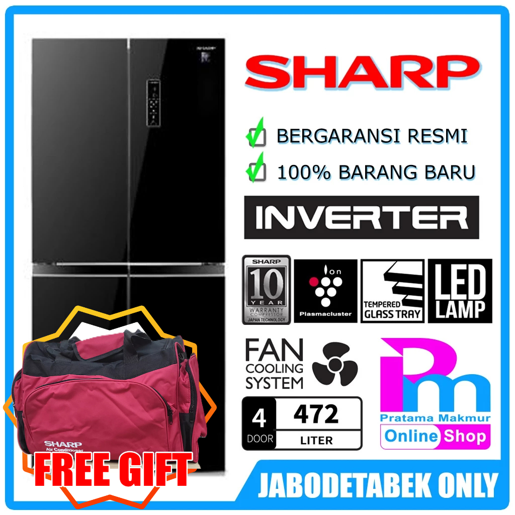 Kulkas SHARP 4 Pintu SJ-IF51PG-BK New Queen Series