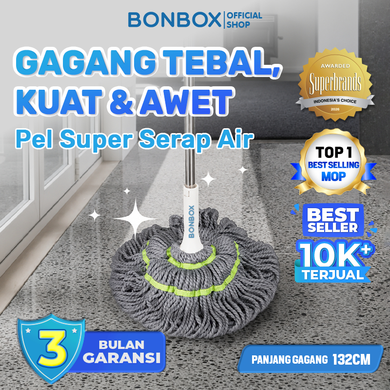 [VIRAL] BONBOX PREMIUM Alat Pel Putar Otomatis Magic Twist Mop Pel Lantai Peras Otomatis Kain Microf