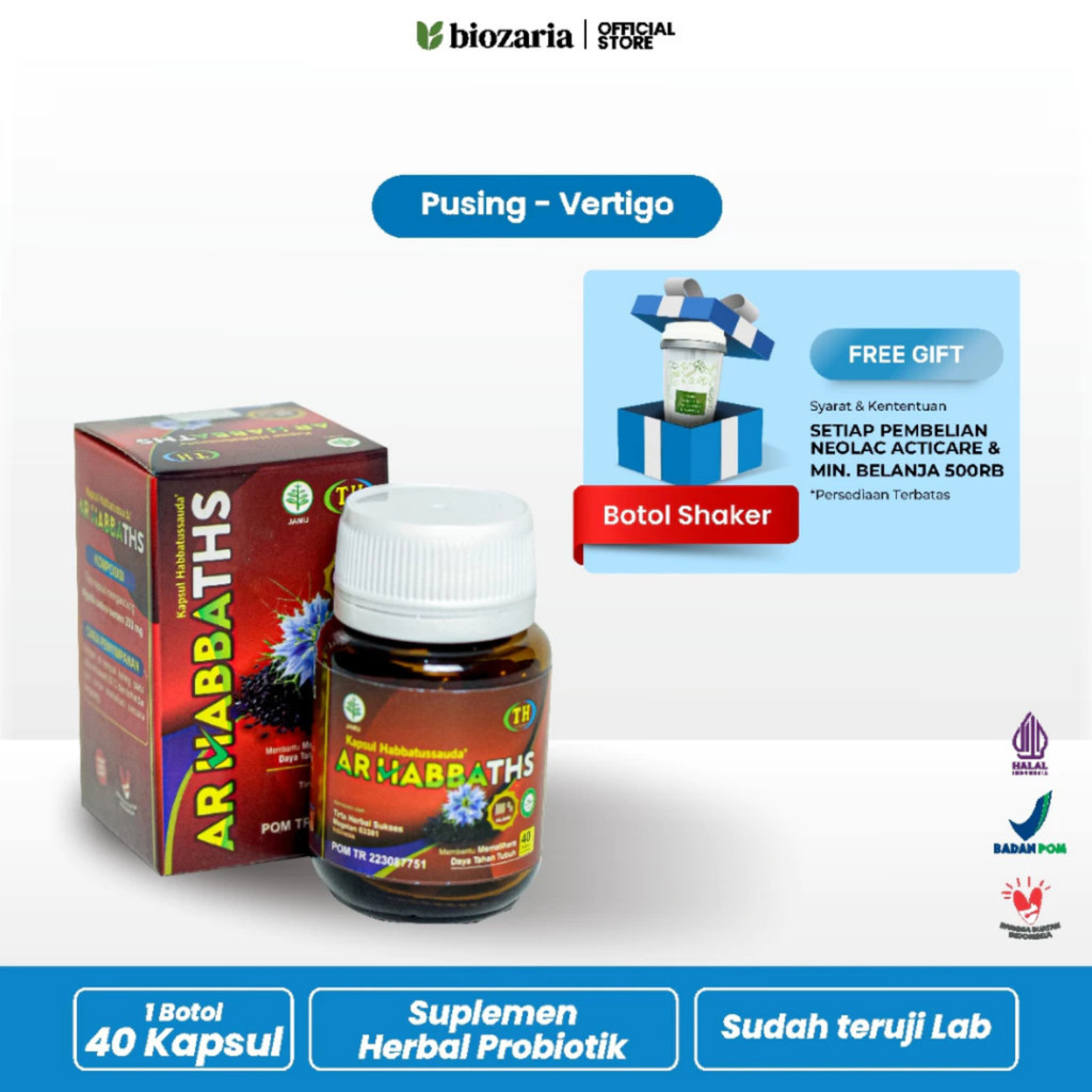 AR-HABBATS Bantu Atasi Sakit Kepala Vertigo Melancarkan Peredaran Darah | Kapsul Jinten Hitam | Herb