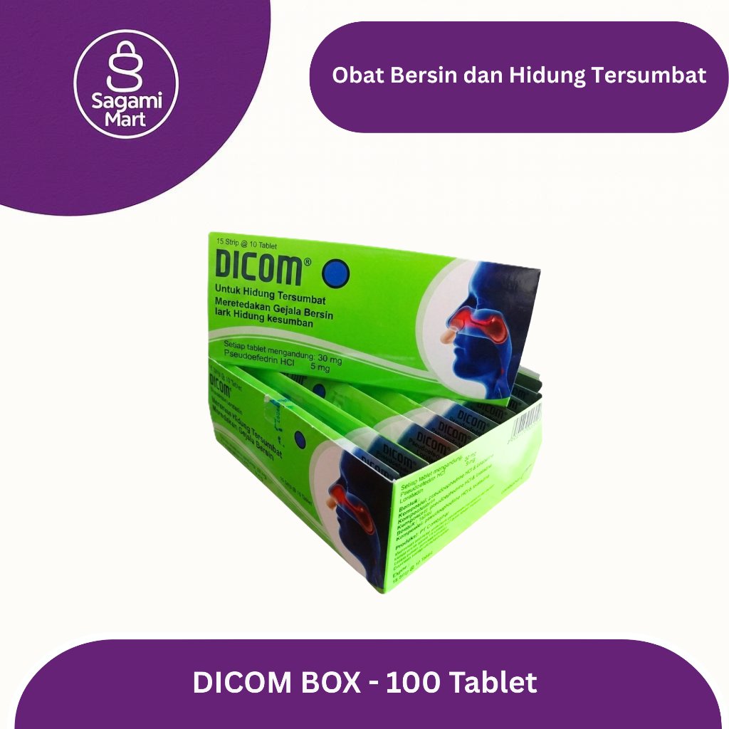 Dicom Box Isi 100 Tablet | Dicom Tablet | Obat Bersin-Bersin | Obat Flu | Hidung Tersumbat