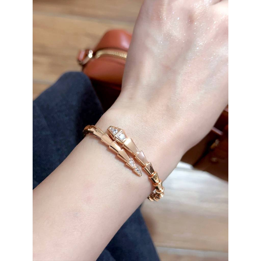 Gelang Wanita Ular Gelang Tulang Ular Elastis Emas Berlapis Emas Putih Berlapis Berlian Imitasi Zirc