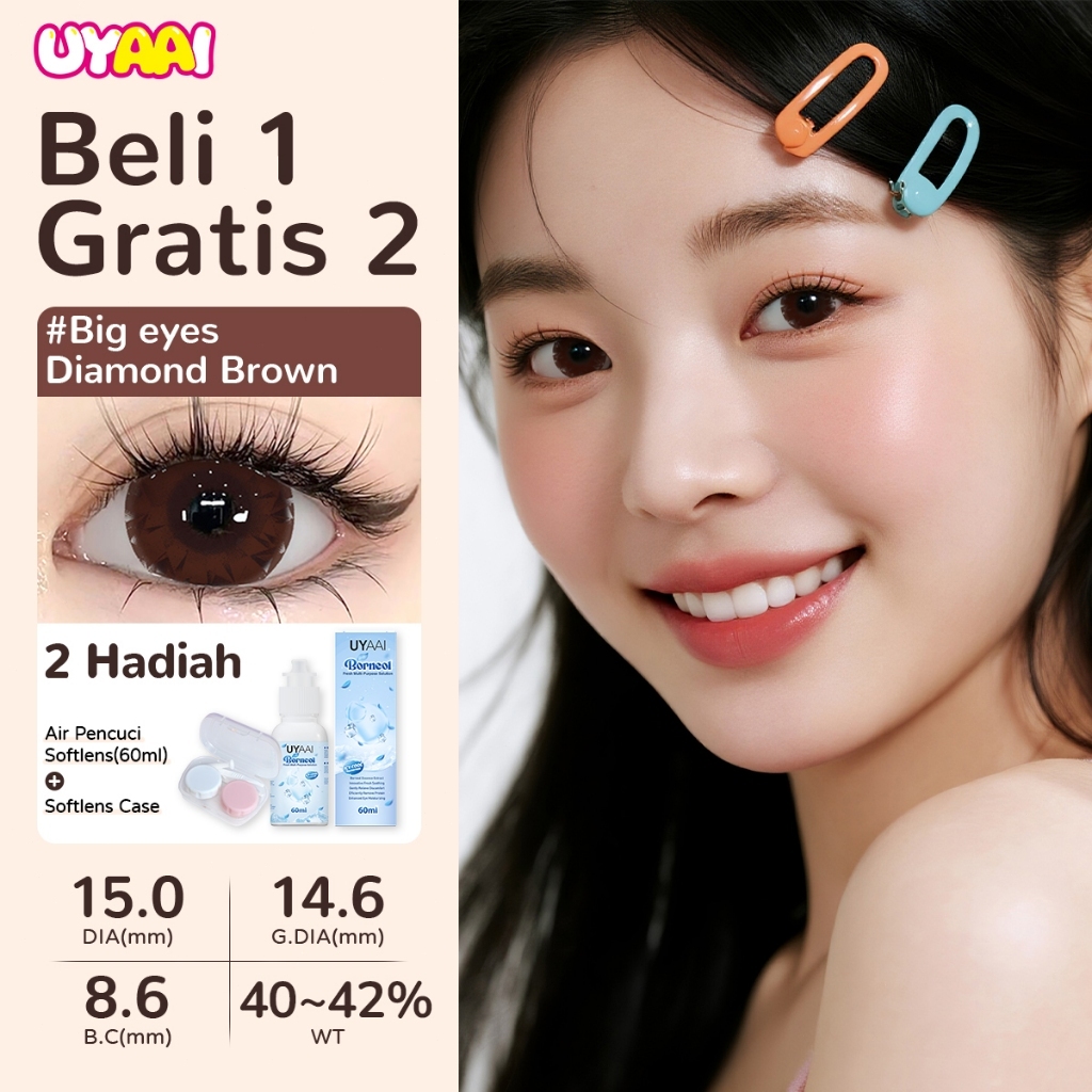 UYAAI SOFTLENS Beli 1 Gratis 2 normal 6 Months 1* Softlens  + Air Pencuci Softlens 60ml +lenscase