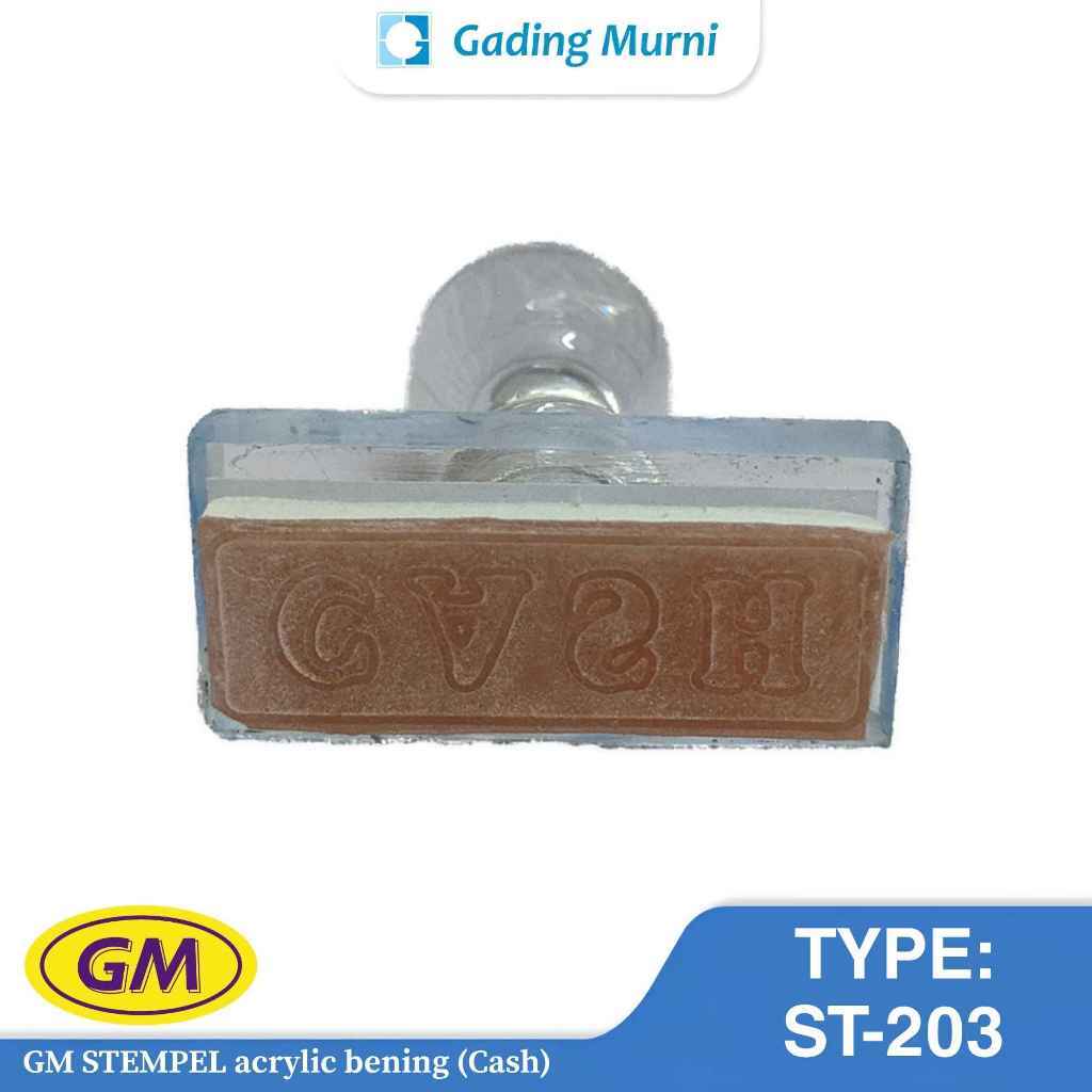 GM Stempel Acrylic Bening Teks Cash Type ST-203 | Cap Stempel Akrilik Bening Kantor & Keuangan | Sta