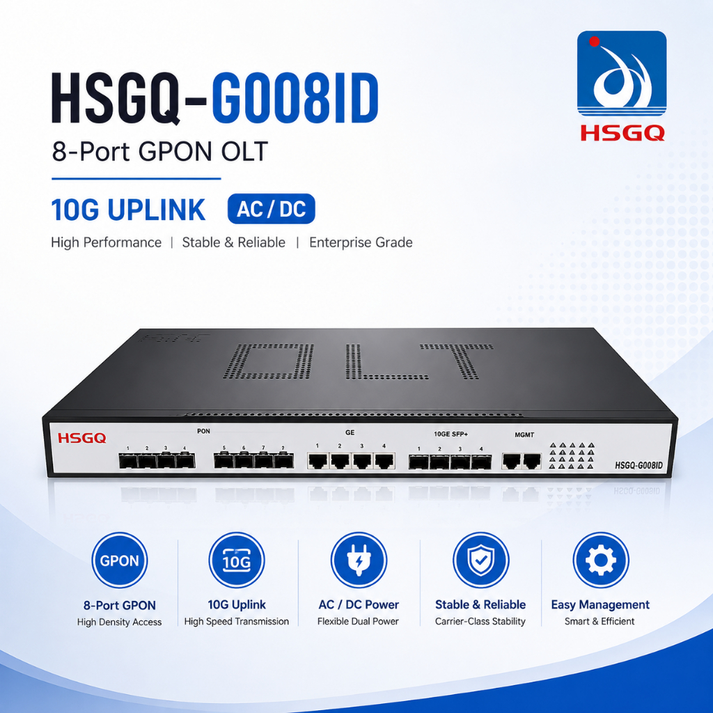 HSGQ-G008ID 8-Port GPON OLT 10G Uplink AC DC