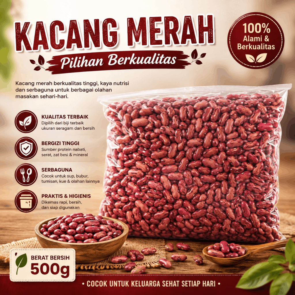 Kacang Merah / Kacang Merah Jogo / Kacang Merah Super Import 1kg
