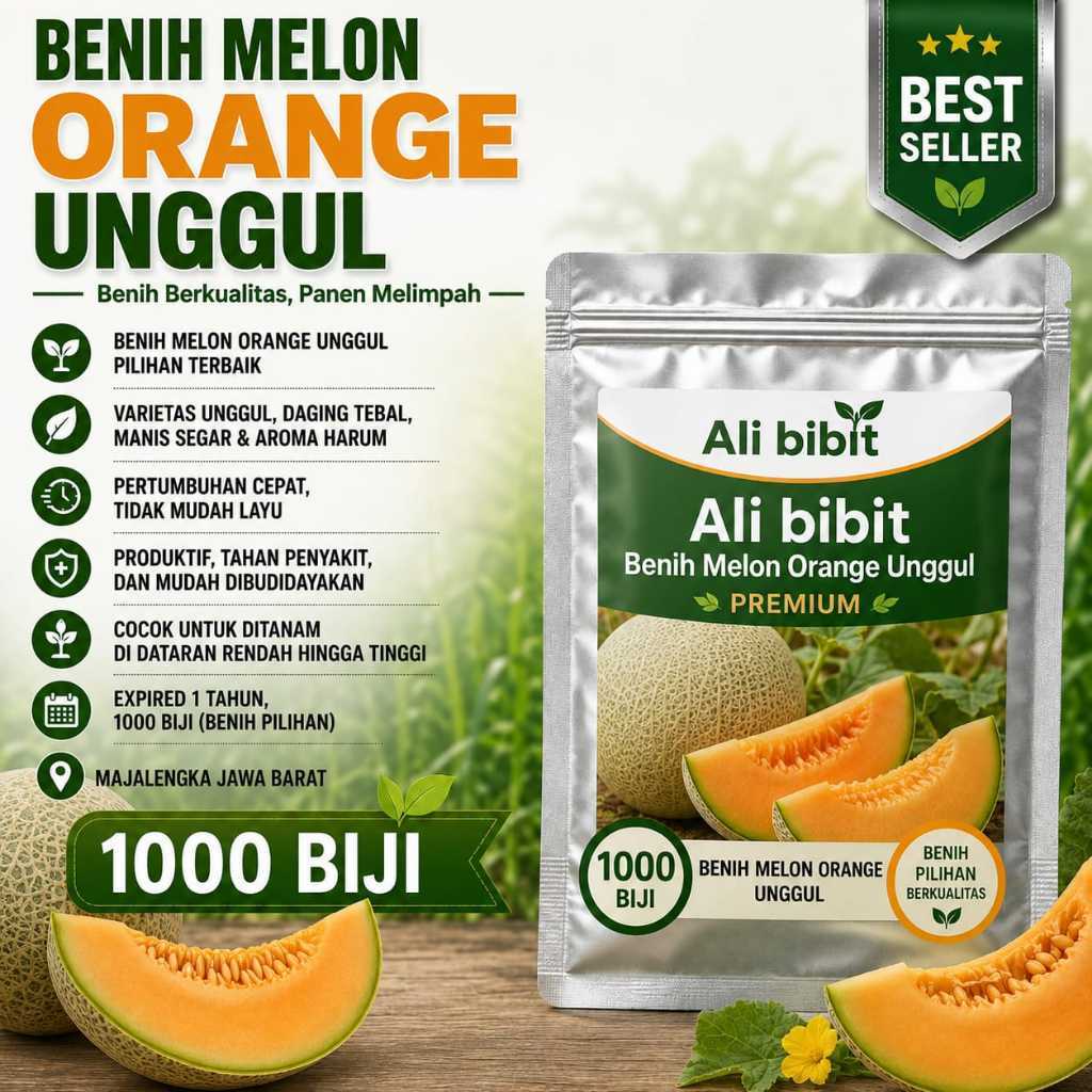 ( 1000 Butir) Benih Biji unggul Melon Orange | Bibit Biji Melon Orange