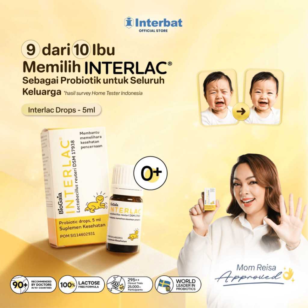Interlac Probiotik Drops 5ml - Membantu Menjaga Kesehatan Saluran Cerna Bayi dan Anak
