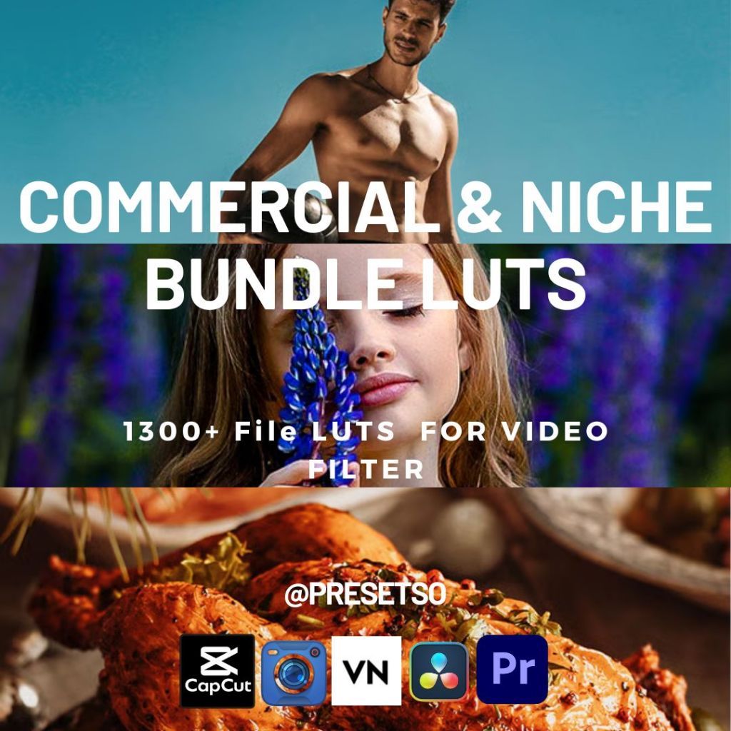 [1300+ LUTs] Bundle Commercial & Niche – Filter Video Dengan Format Cube Untuk CapCut Desktop, VN, B