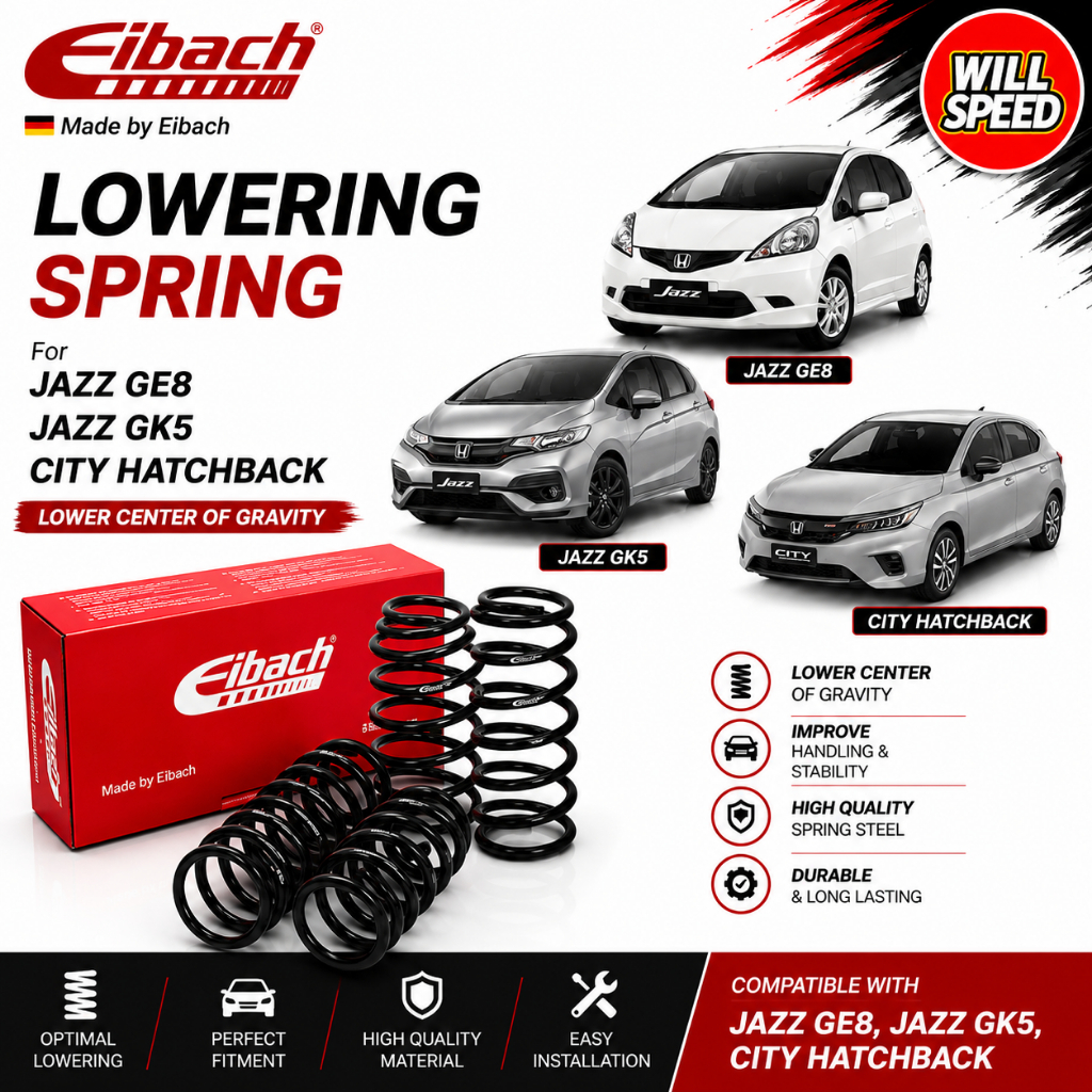 PER EIBACH JAZZ GE 08-13 JAZZ GK5 JAZZ RS CITY HATCHBACK 100% ORIGINAL