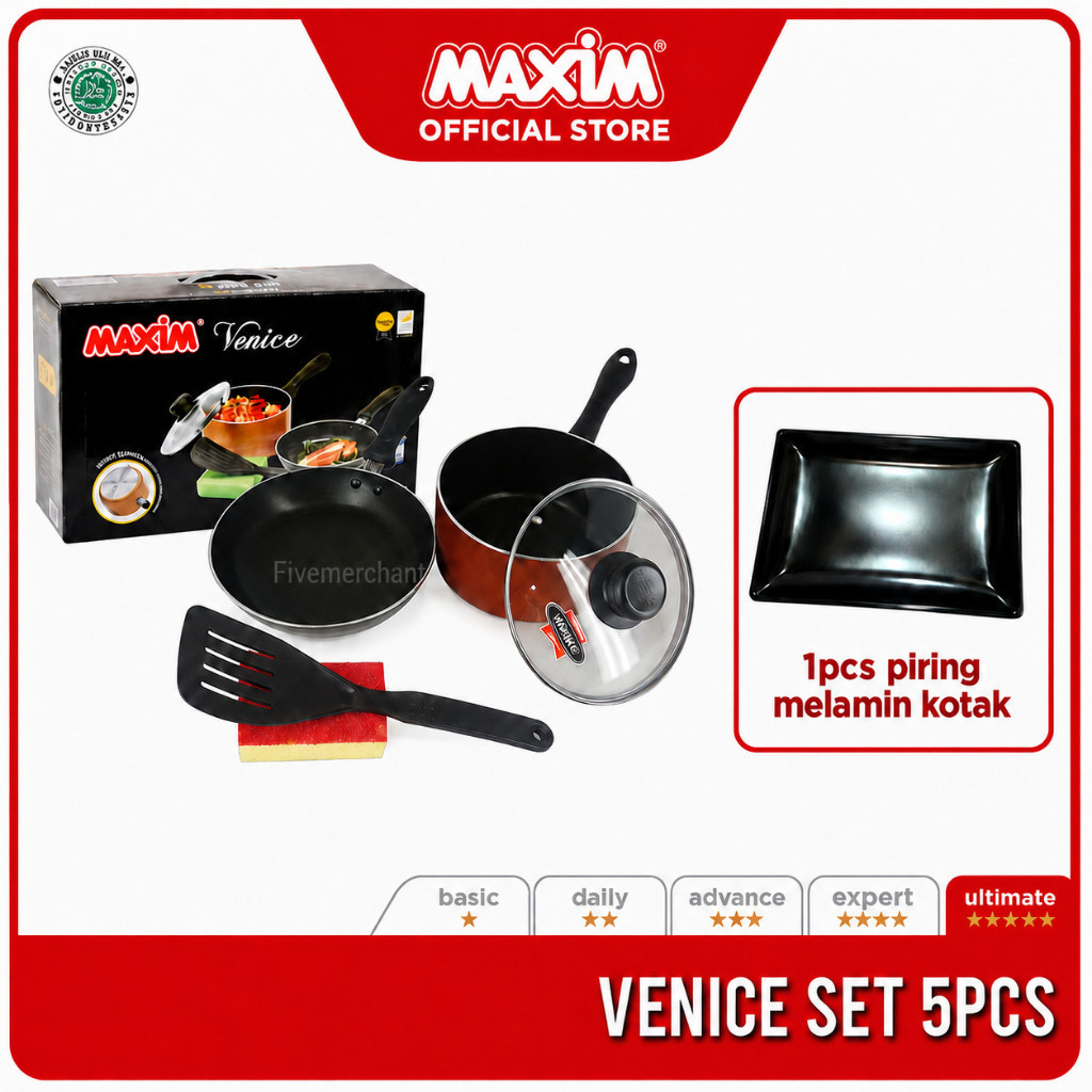 Panci Set Maxim Venice 5pcs Panci Teflon Set Maxim Venice Set Panci Wajan Teflon Maxim Set