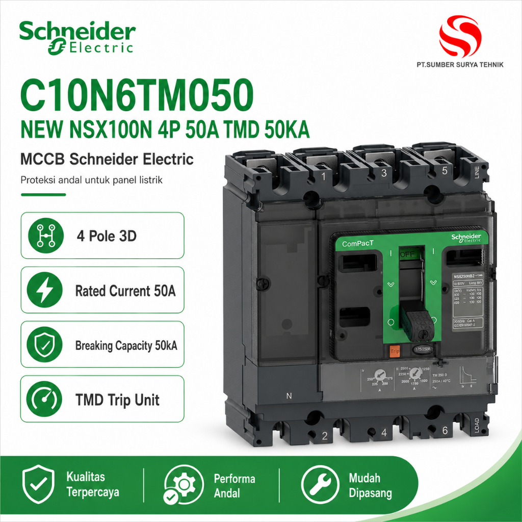 MCCB NSX100N 4P 50A TMD 50kA C10N6TM050 Schneider