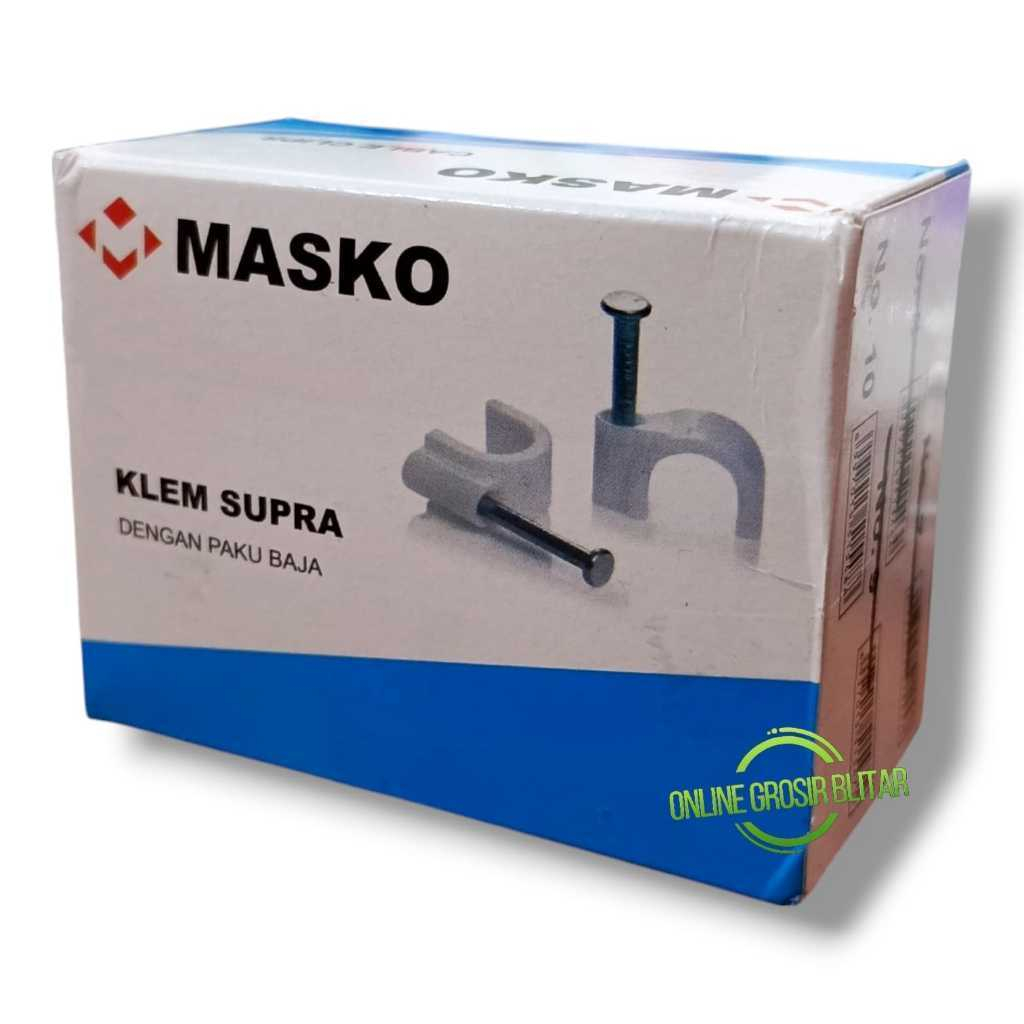 MASKO Klem Supra Box 10mm Klem Kabel Paku Beton Baja KOTAK isi 100 pcs