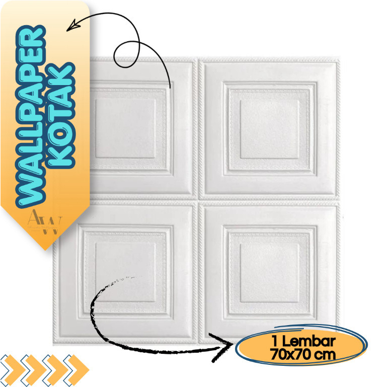 Wallpaper Foam Kotak Putih Dinding Plafon | Wallpaper Motif Kotak | Dekorasi Kamar Rumah | Wallpaper