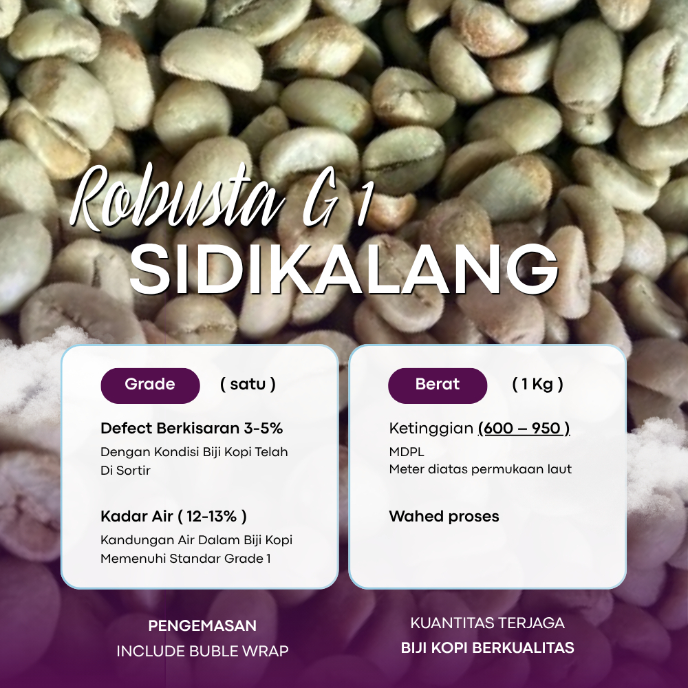 GREEN BEAN / BIJI KOPI ROBUSTA SIDIKALANG  - G1 1KG / 1000 GR | GREENHEAVEN