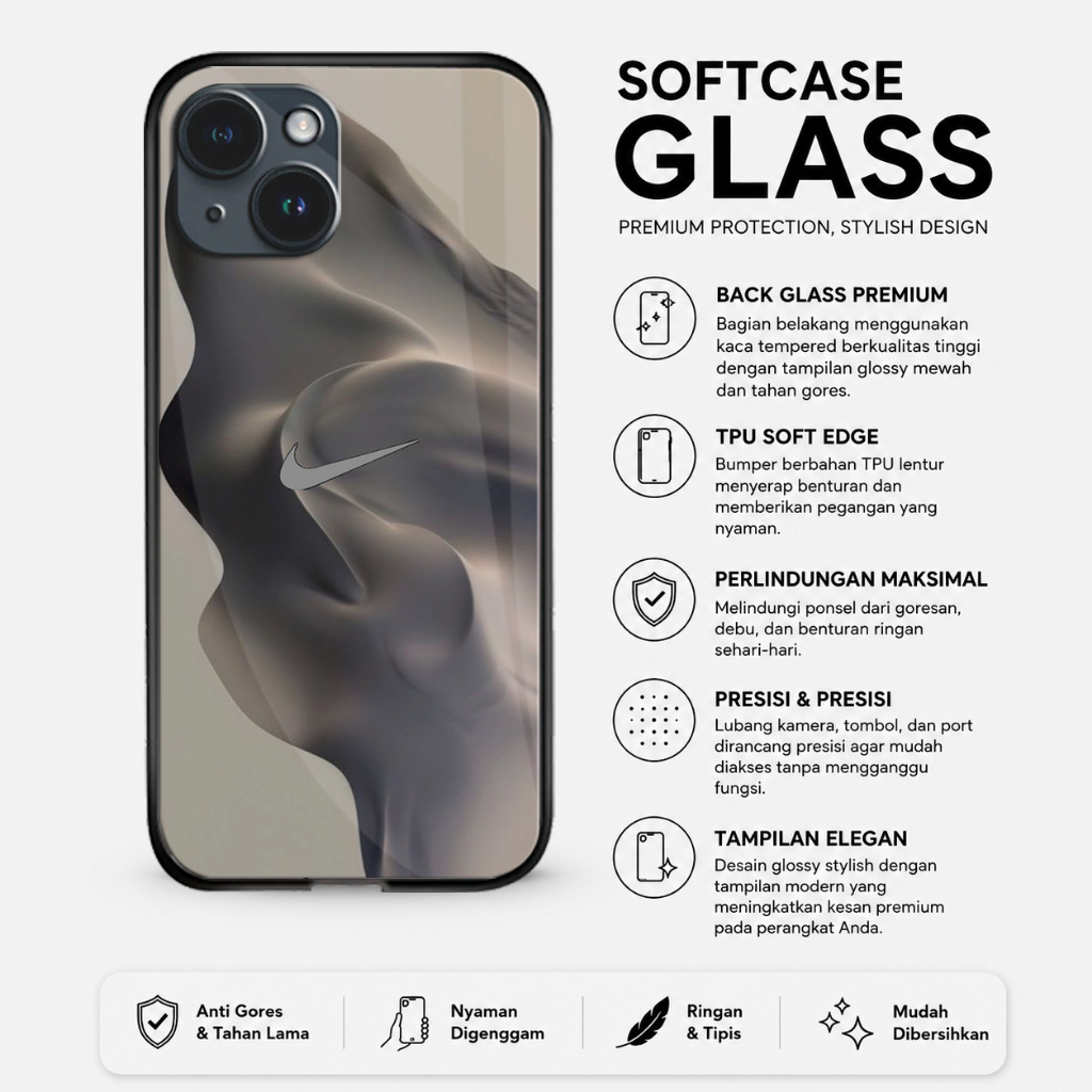 Sofcase Glass Kaca Motif ALL TYPE IPHONE Terbaru - Casing handphone - Casing motif IPHONE - Casing a