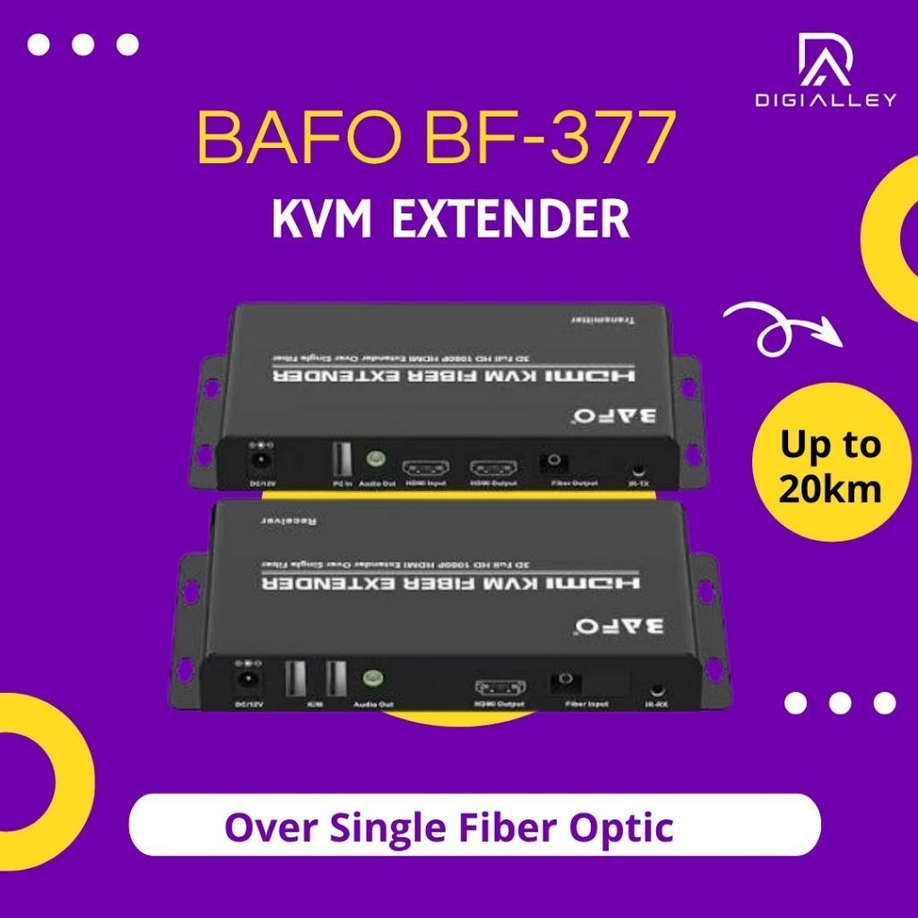 BAFO BF 377 HDMI KVM Extender FO Fiber Optic Up to 20KM BF377 Over Single Fiber Optic