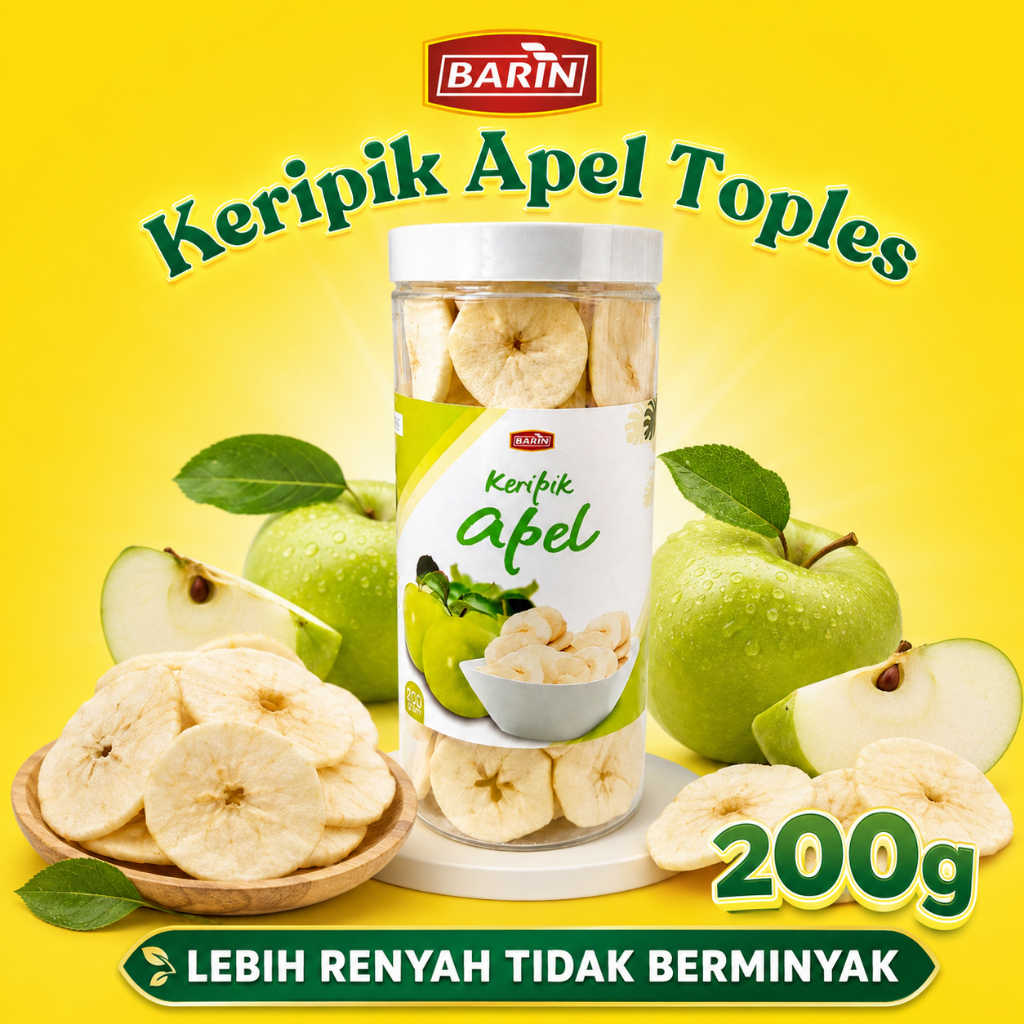 Barin Keripik Apel Toples Premium Malang 200 Gram / Keripik Apel