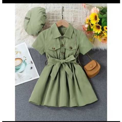 Dres anak usia 3-15 tahun/midi dres tangan pendekGaun tangan pendek/tunik anak perempuan/tunik remaj