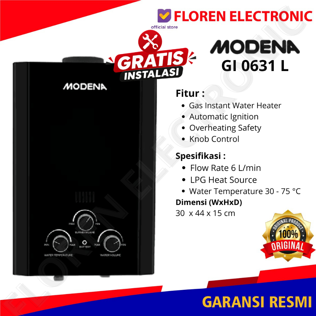 MODENA GI 0631 L GI0631L GI 0631L Water Heater Gas Instant