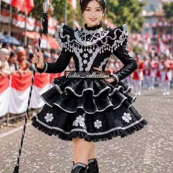 Baju Mayoret Krinolin Geber/Baju Mayoret Hitam/Baju Mayoret Wanita/Mayoret Drumband
