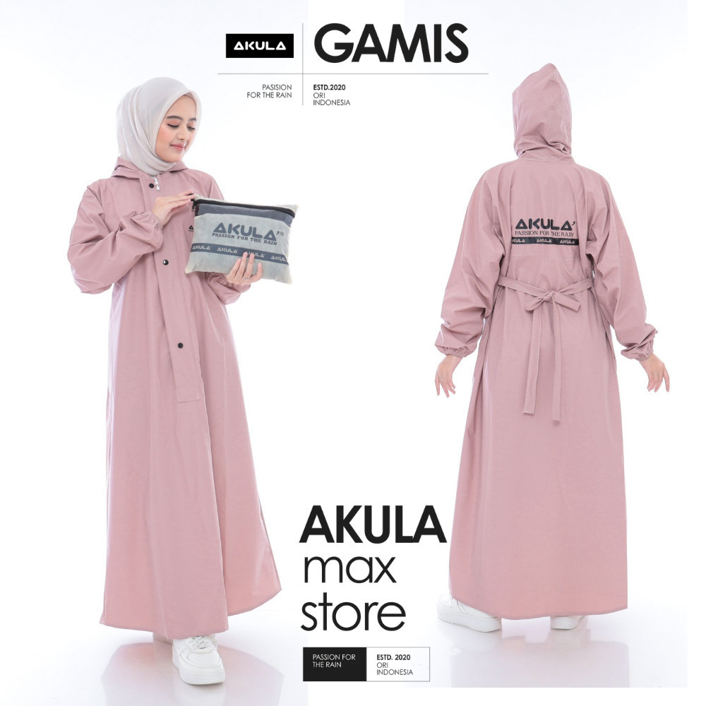 JAS HUJAN GAMIS BY AKULA BAHAN PVC 0.25 NUDE BAHAN TEBAL BERKUALITAS