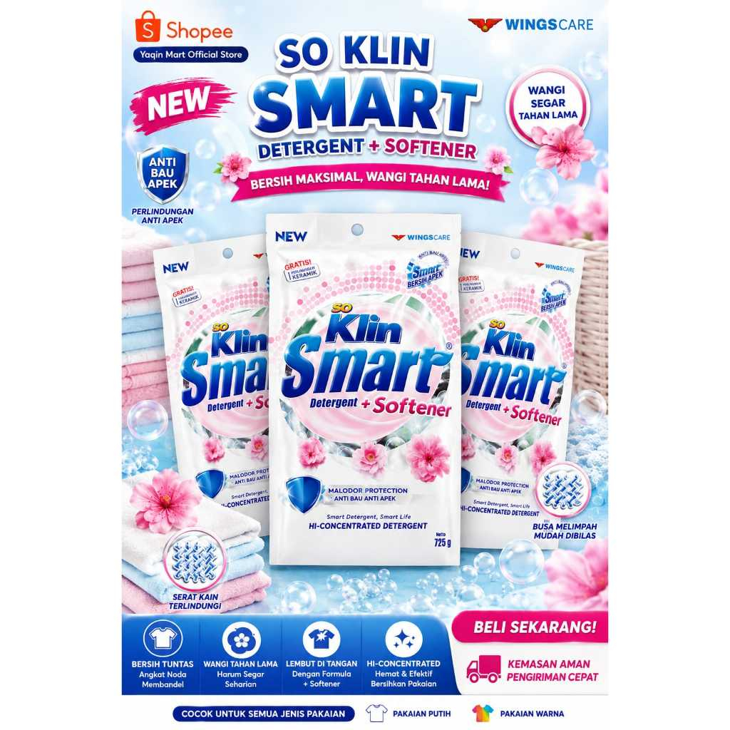 Soklin Smart Deterjen + Softener 725 gr