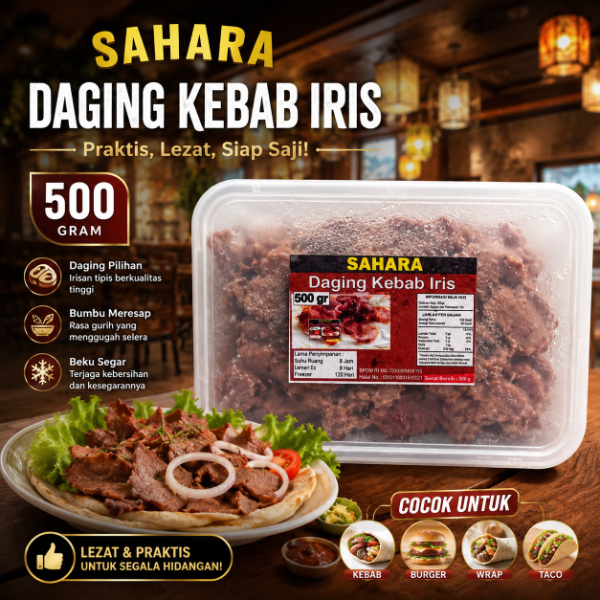 Daging Kebab Mateng Daging Iris 500 GR -Daging Kebab Sahara Slice