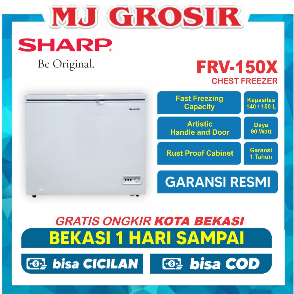 SHARP FRV 150 X CHEST FREEZER BOX FRV150X LEMARI PEMBEKU 140 LITER