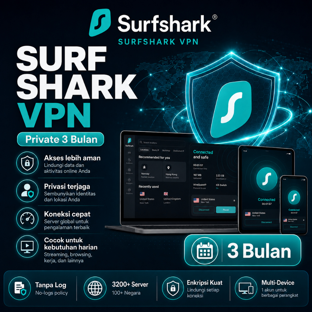 Surfshark VPN Private 3 Bulan