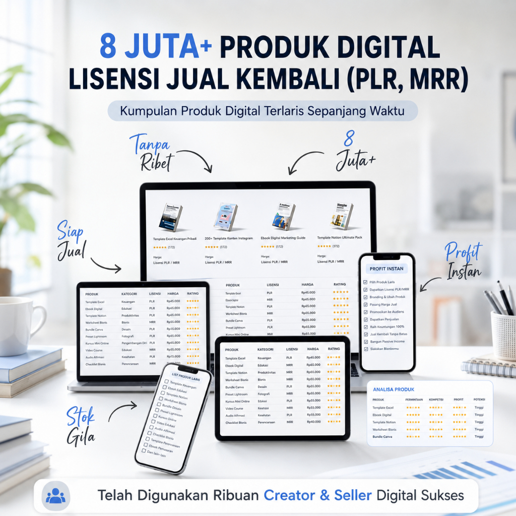 8jt++ Produk Digital PLR Solusi Mudah Memulai Usaha Jualan Produk Digital