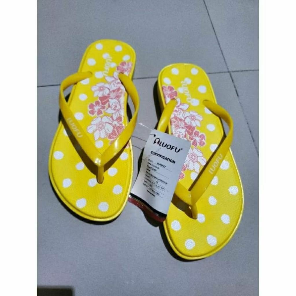 Sandal Japit Luofu Motif Bunga Karet Jelly Nyaman