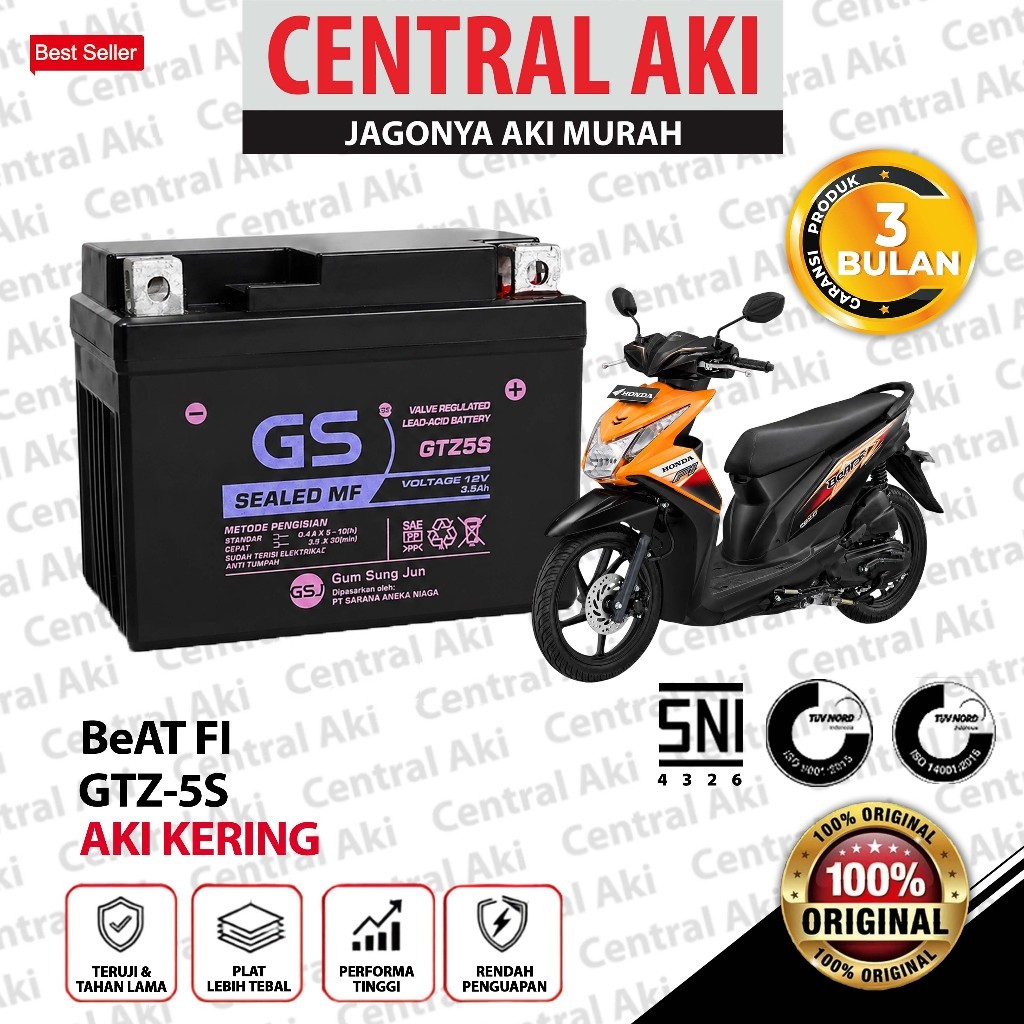 Aki Motor Beat Karbu Beat FI GTZ5S Accu Kering MF
