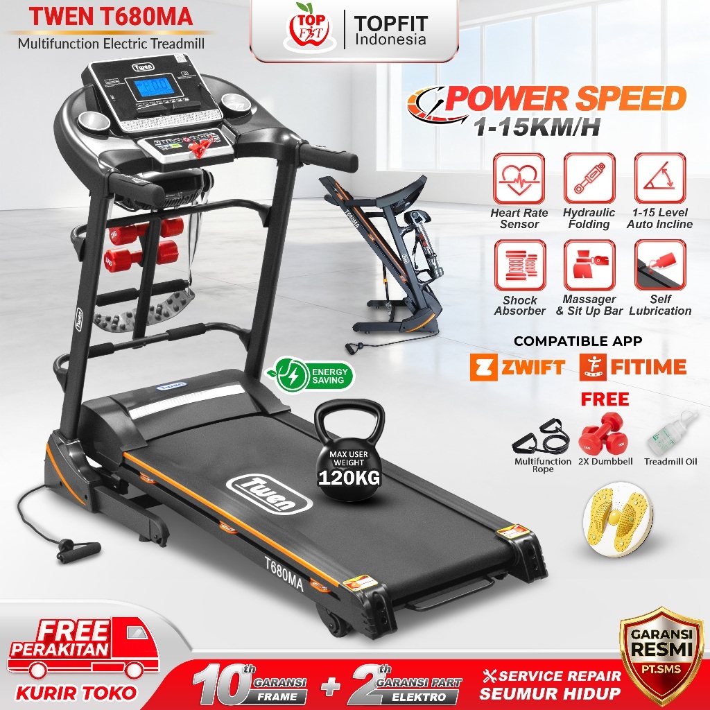 TWEN T600MA Treadmill Listrik Treadmill Portable Treadmill Multifungsi Treadmil Lipat Treadmill Elec