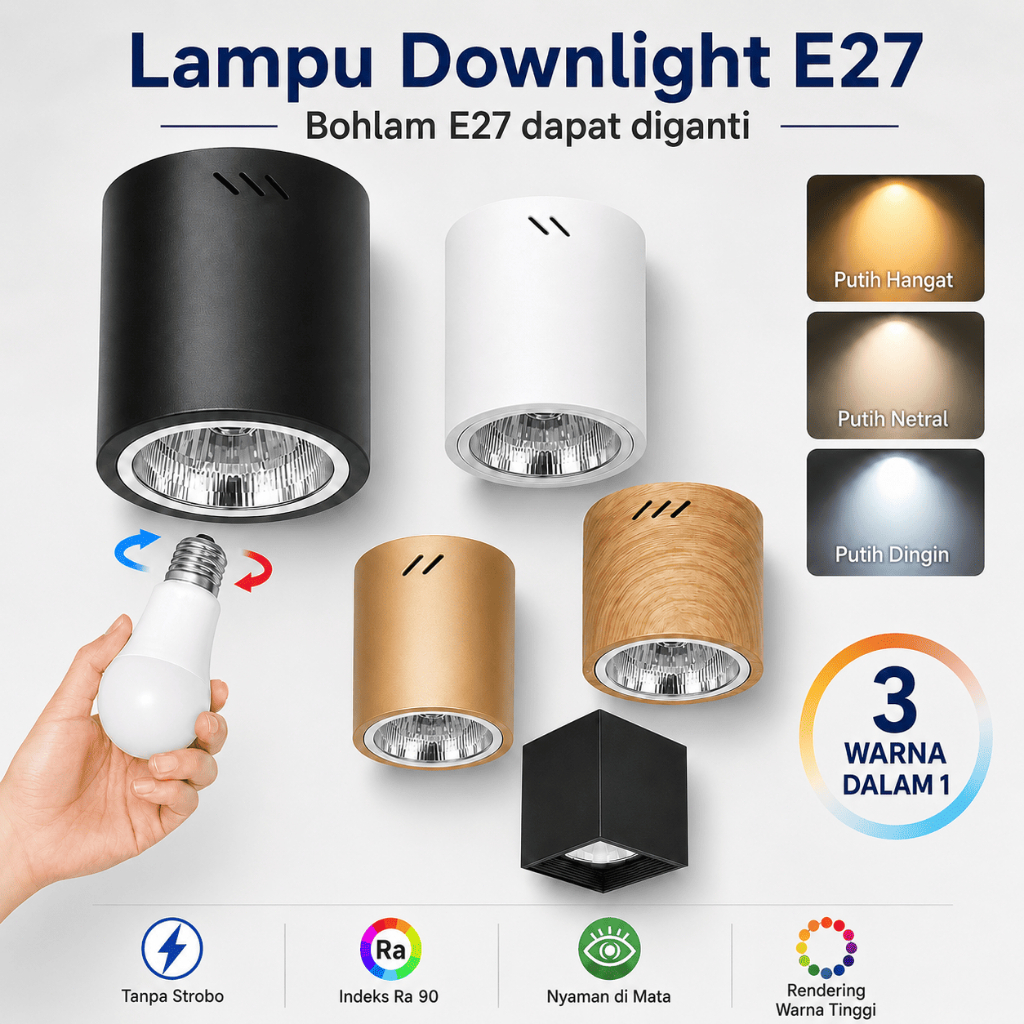 CANMEIJIA Bohlam E27 Lampu Downlight Outbow Plafon LED 4inch 5inch 6inch Lampu Sorot untuk Ruang Tam
