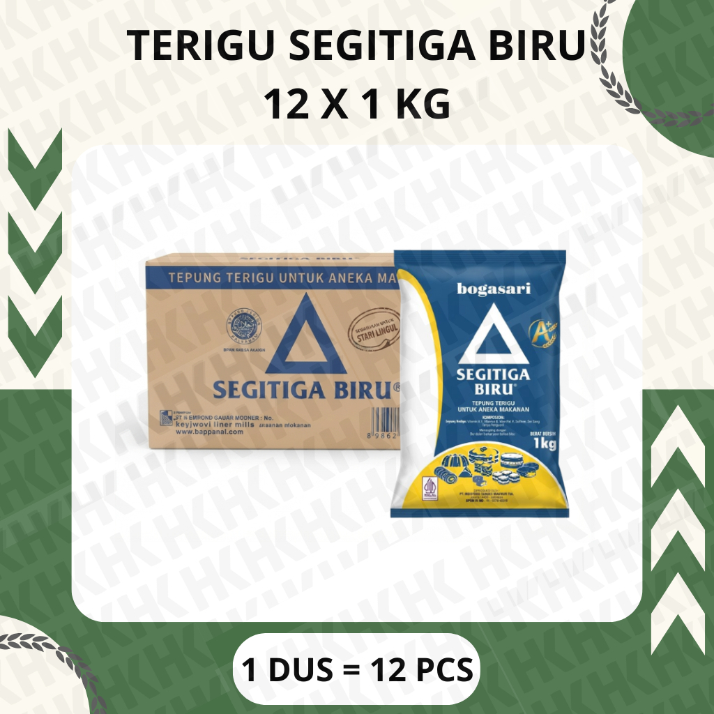 Terigu Kemasan Segitiga Biru 1kg (1 Dus)