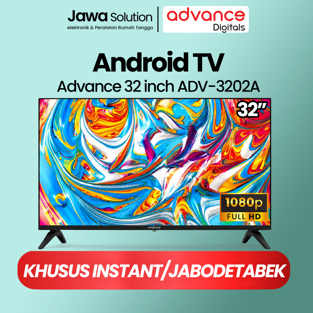 [KHUSUS INTANT] Smart TV Advance 32 Inch Android 12 ADV-3202Q QLED  Digital DVB-T2 HD Frameless Pane