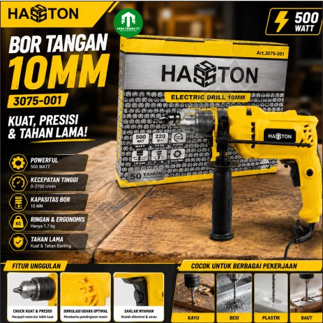 Mesin Bor Tangan 10mm 13mm HASSTON PROHEX 3075-001 3075-005 / Impact Drill Bor Tembok Beton Kayu HAS