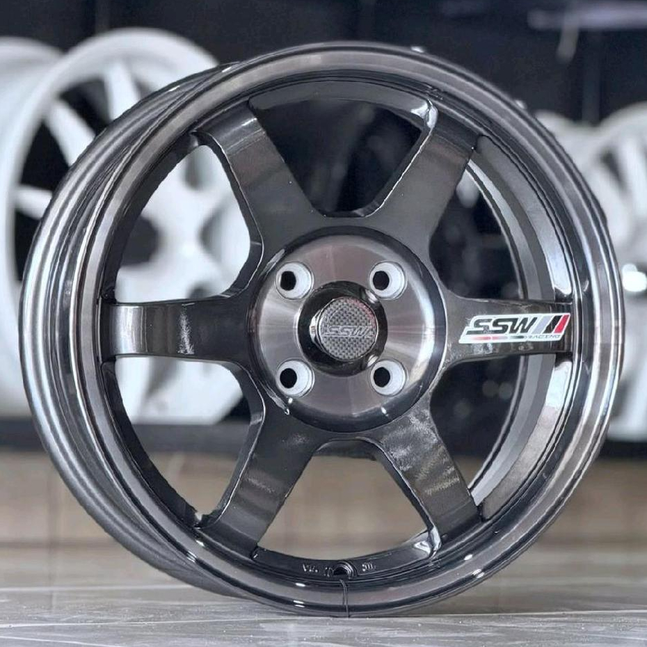 velg s205 ssw original Thailand ring 15 lebar 6,5 et 40 Hole 4X100 Hyper Silver Lips Polish  pnp mob