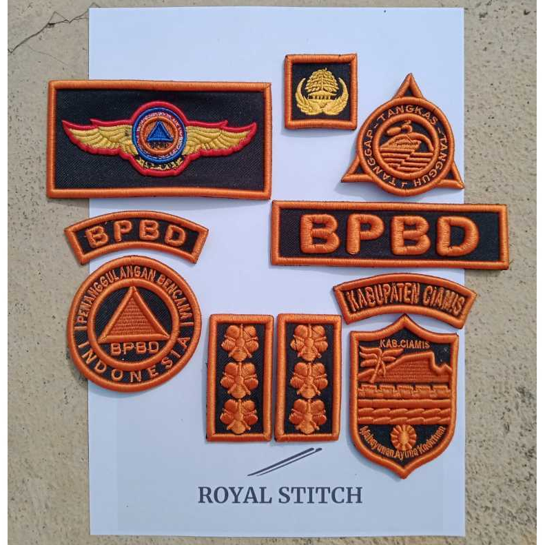 Bordir Timbul BPBD 1Set Nama + Bpbd