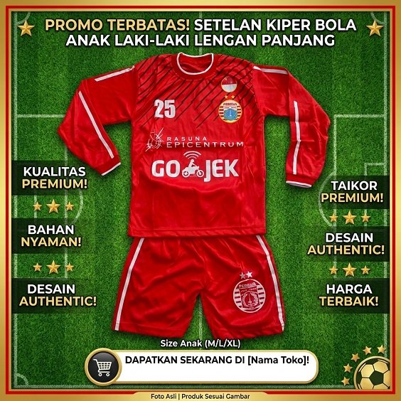Setelan baju kiper anak persija jakrta/baju bola kper persija