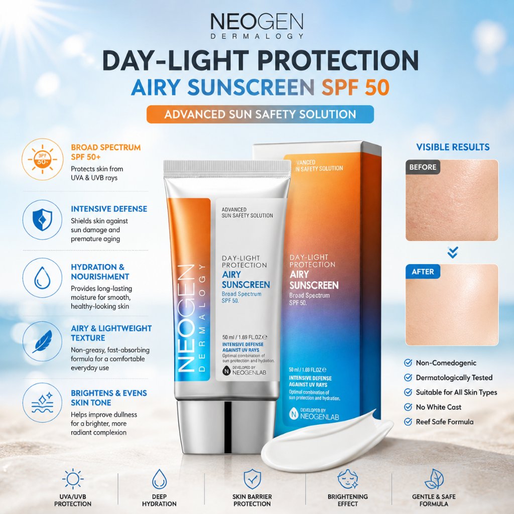 NEOGEN Day Light Protection Airy Sunscreen SPF50+ PA+++ 50ml 100% original