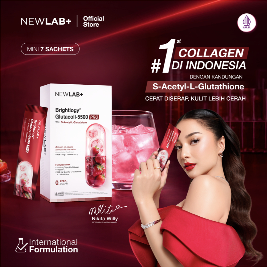 NEWLAB Brightlogy GlutaColl-5500 - PRO Mini   | Collagen Glutathione Drink | 13X Efektif Kulit Cerah
