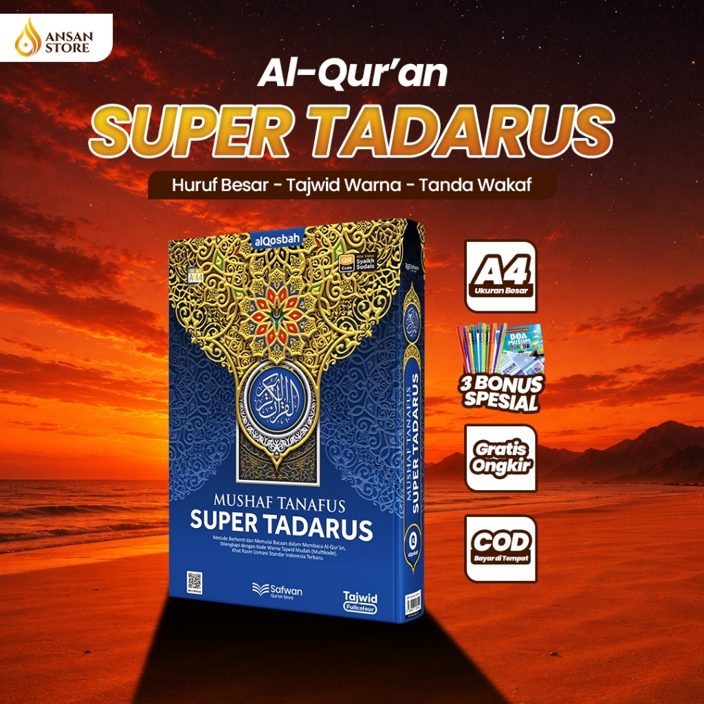 Al Quran Super Tadarus 30 Juz Tajwid Multikode Tanpa Latin Non Terjemah Ukuran Besar A4 Quran Tajwid
