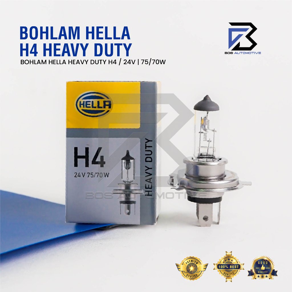 LAMPU HALOGEN HELLA H4 75/70W 24V LAMPU UTAMA MOBIL / TRUK ORIGINAL