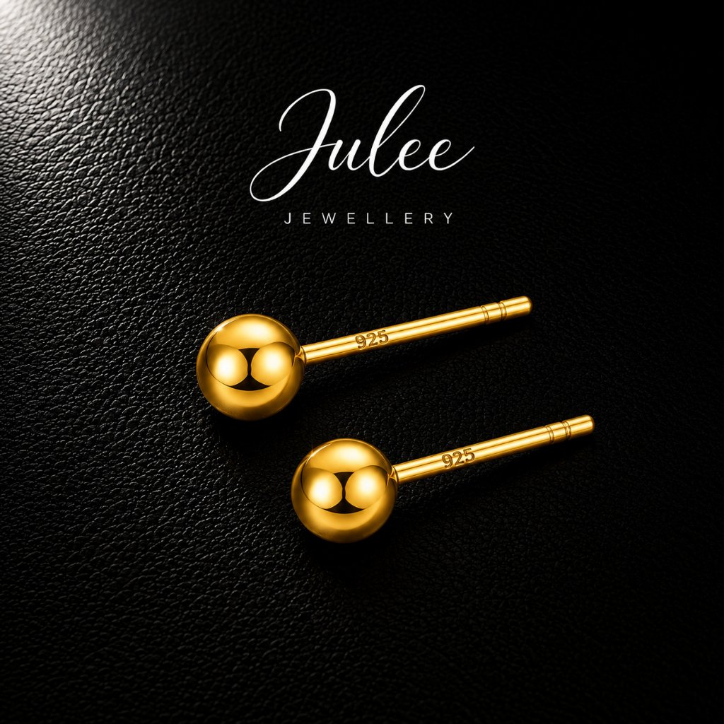 JULEE [18K/750 Emas ] Anting-anting Bulat Emas 18K | Perhiasan Emas Murni 18K 0.05g | Anting-anting 