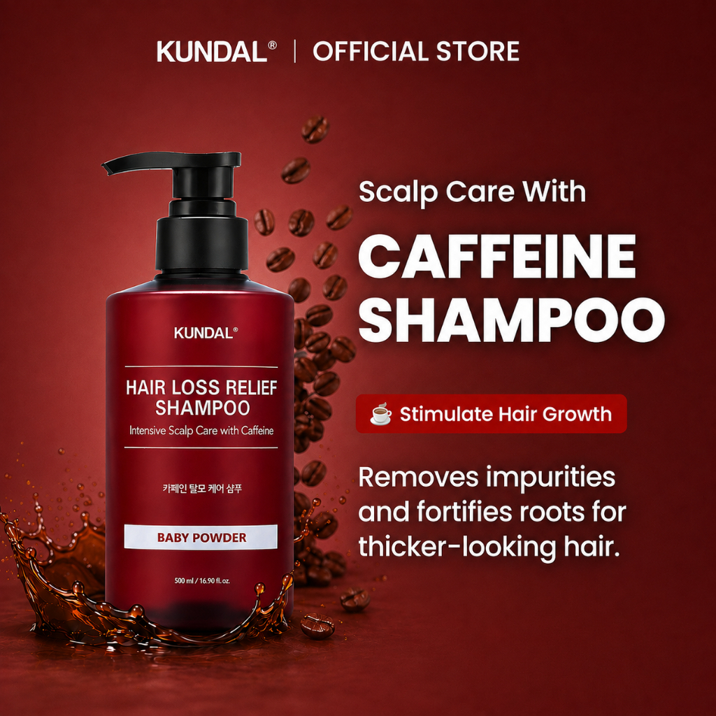 KUNDAL Caffeine Scalp Care & Hair Strengthening - Shampoo, Treatment, Tonic, Serum untuk Rambut Rontok & Menipis - Perawatan Kulit Kepala - Panthenol Niacinamide - Baby Powder